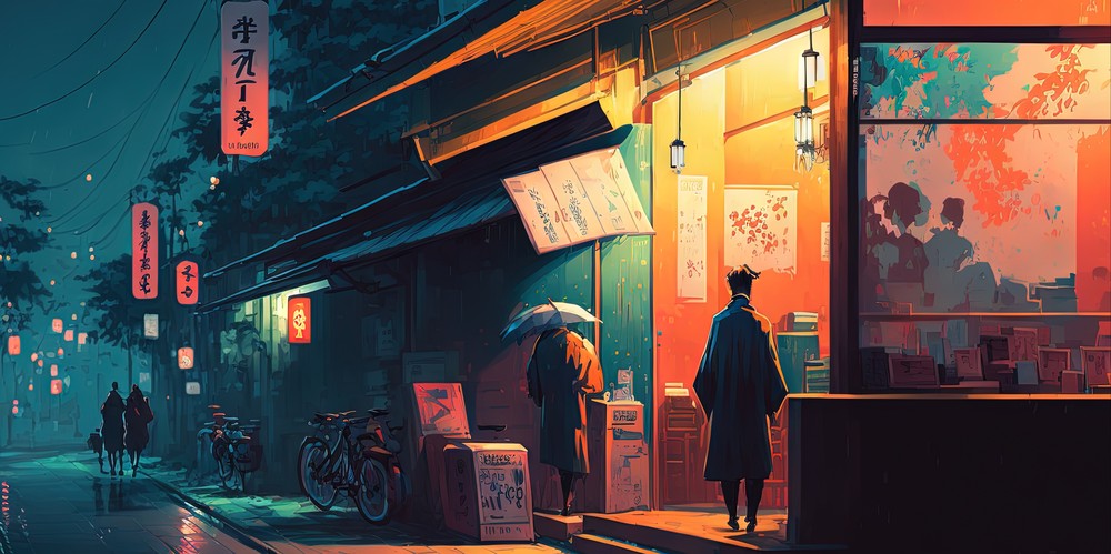 Winter Collection - Japanese Street, 60x30cm desk mat preview