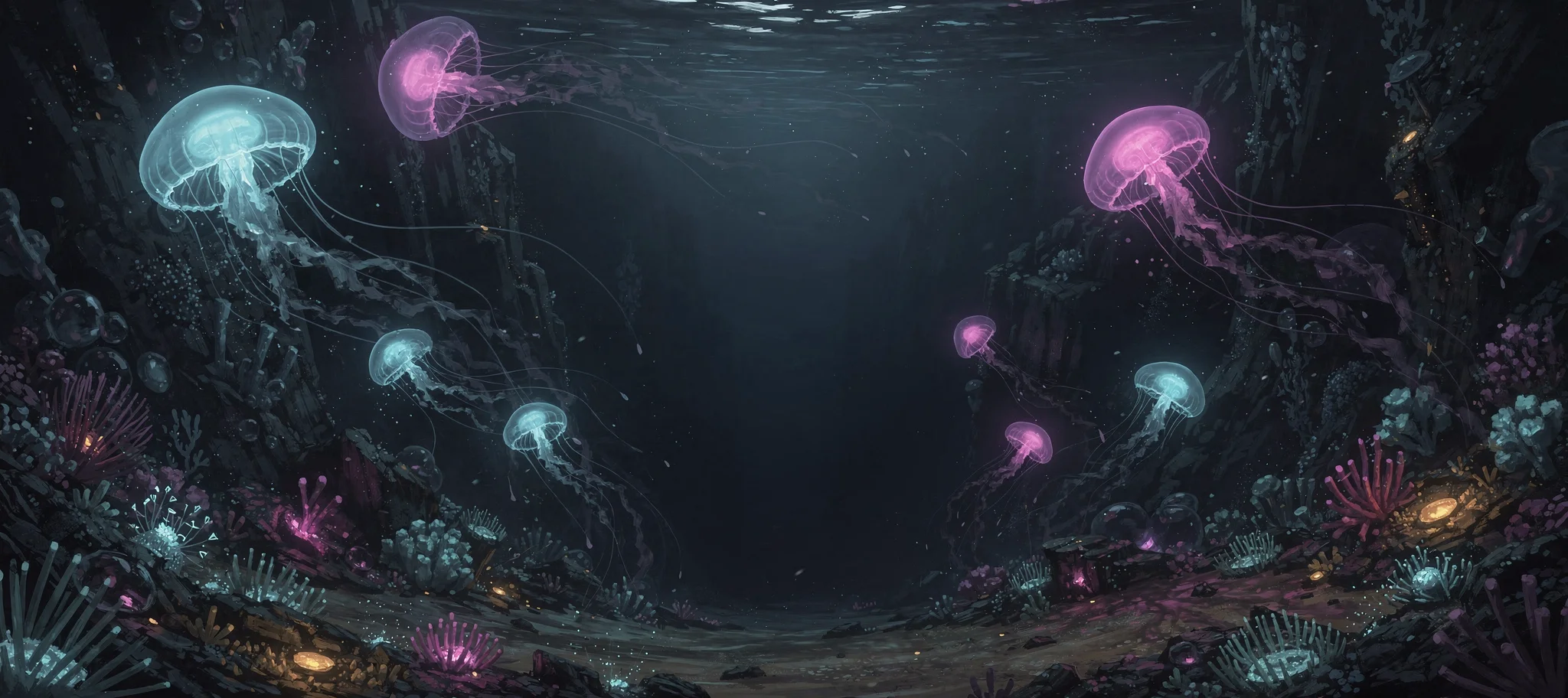 Deep Current - Abyssal Glow, 90x40cm desk mat preview