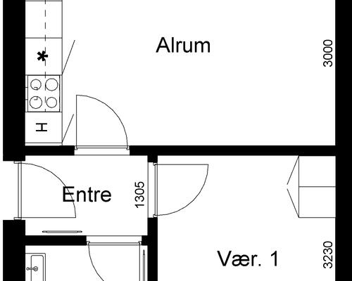 1 værelses lejlighed i Kjellerup