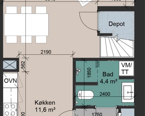 5-værelses rækkehus med alt i hårde hvidevarer.