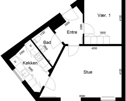 2 værelses lejlighed i Rødding