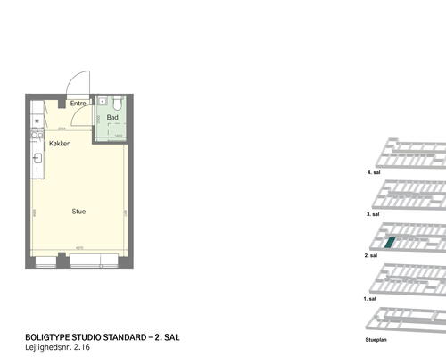 Lyst studio med plads til det hele