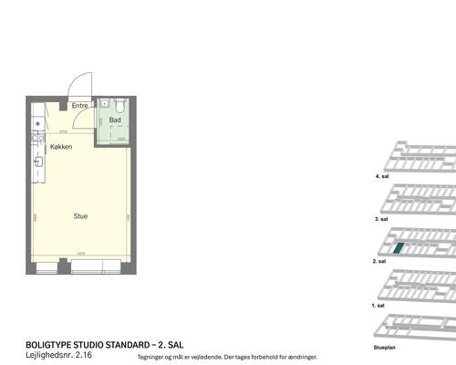 Lyst studio med plads til det hele