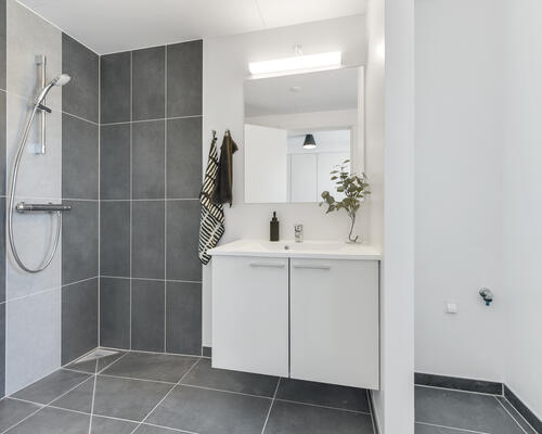 Nybygget rækkehus med moderne materialer