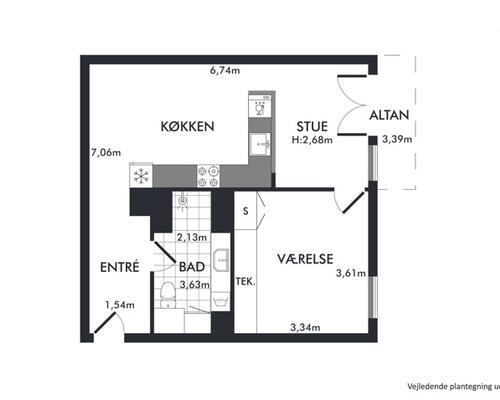 1 værelses lejlighed i Valby