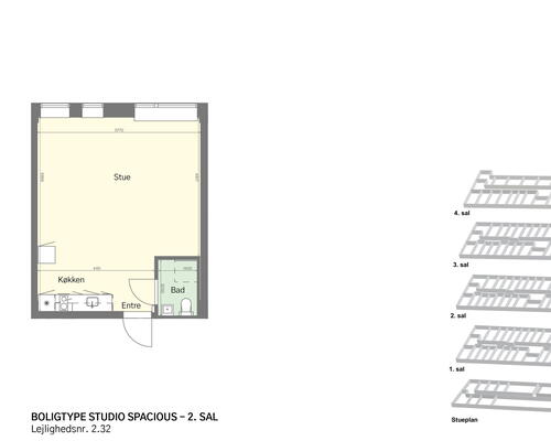 Lyst studio med plads til det hele