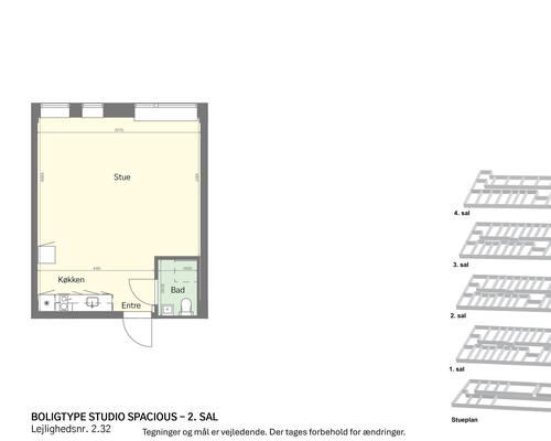 Lyst studio med plads til det hele