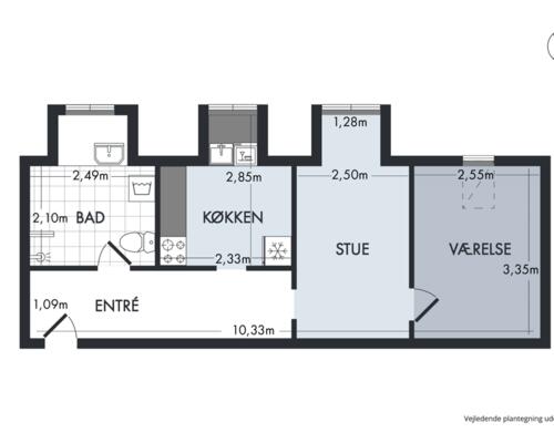 Moderniseret 2-værelses i Aarhus C