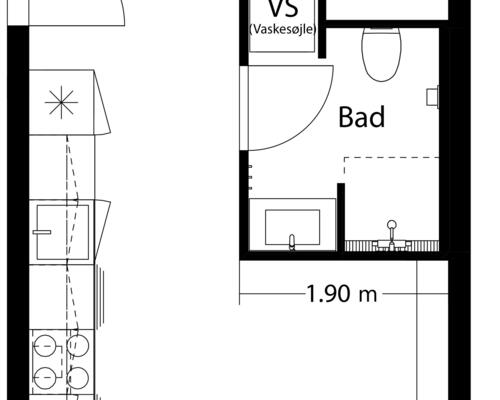 2-værelses med moderne materialevalg