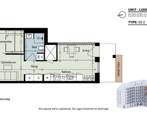 2 vær bolig i UN17 Lunden - et bofællesskab for dig over 40 år -Penthouse med mulighed for separat stue og spiseplads