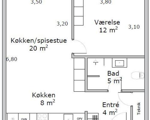 Nybyggeri, 2 værelses lejlighed