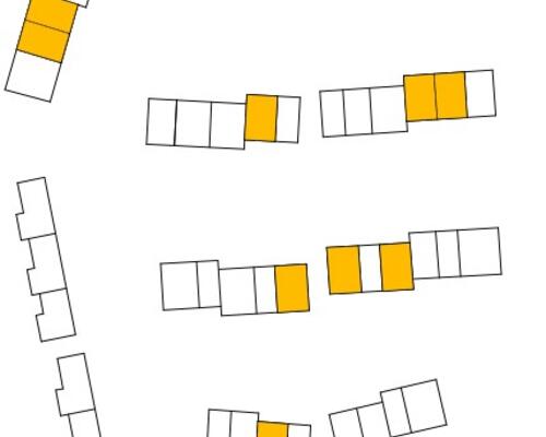 4-værelses rækkehus med et vinklet køkken. Obs. alle billeder og plantegninger er vejledende.