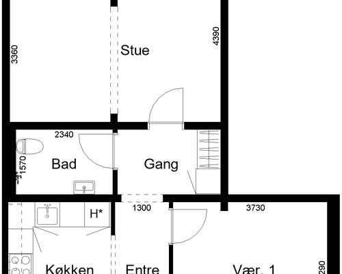 2 værelses lejlighed i Aabenraa