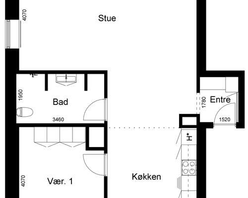 2 værelses lejlighed i Kjellerup