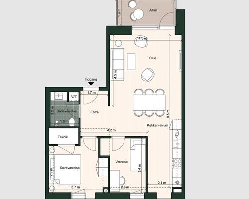 2 værelses lejlighed i Odense C