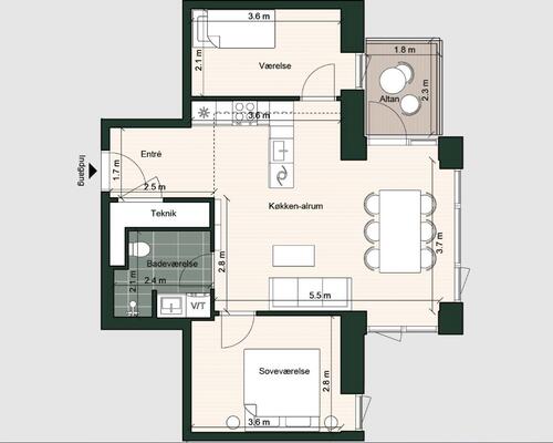 2 værelses lejlighed i Odense C