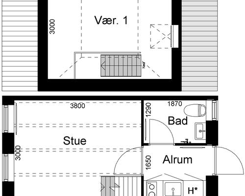 1 værelses lejlighed i Gredstedbro