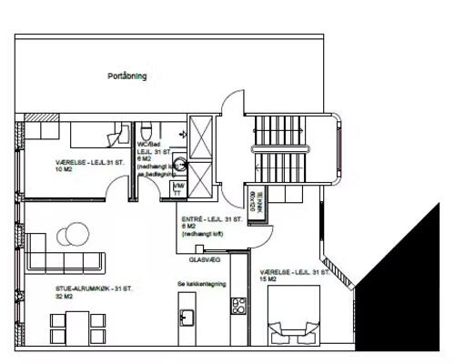Flot nyere 3 værelses lejlighed centralt beliggende