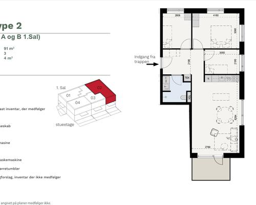 Rummelig 4-værelses familiebolig på 91 m² med stor altan