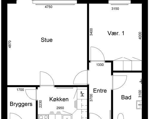 2 værelses hus i Gram
