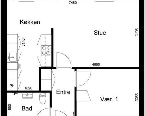 2 værelses hus i Gram