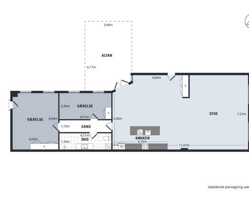 3-værelses renoveret lejlighed i Aalborg midtby