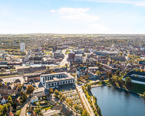 Fantastisk udsigt over Kolding og slotsøen!