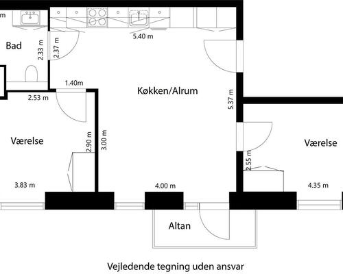 3 værelses lejlighed i Roskilde