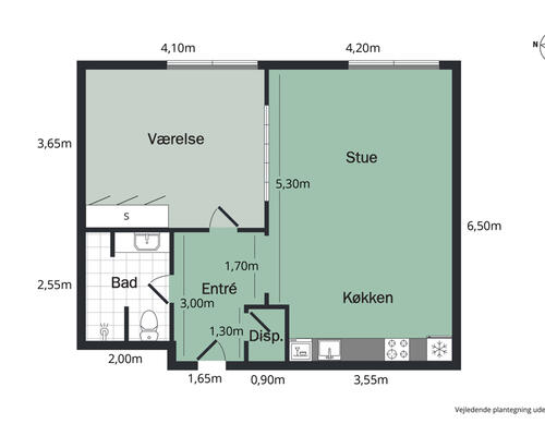 Fantastisk 2-værelses lejlighed på Strandvejen i New Yorker-stil