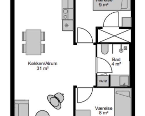 3 værelses lejlighed i Aalborg