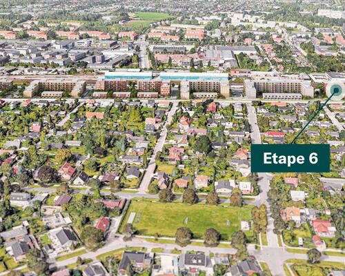 3 værelses med stor altan, gulvvarme og flot udsigt mod syd over villakvarteret.