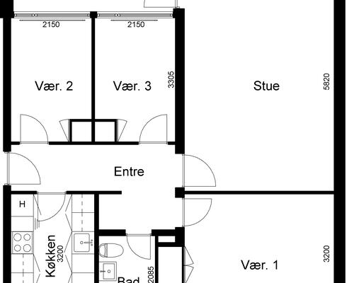 3 værelses lejlighed i Viborg