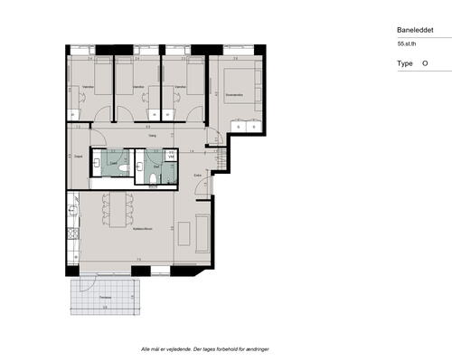 Stor 5 værelses lejlighed på hele 118 m²