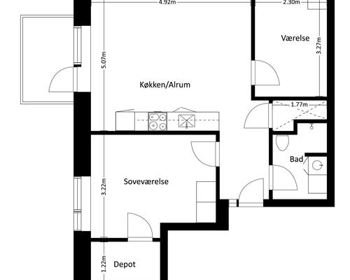 3 værelses lejlighed i Frederikssund
