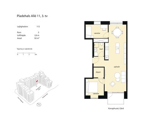 3 værelses lejlighed i København SV