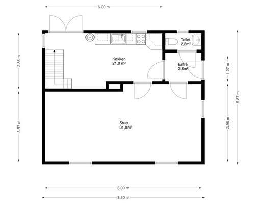 4 værelses hus i Hovedgård