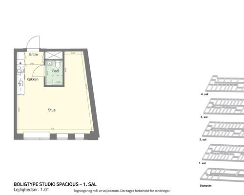 Lyst studio med plads til det hele