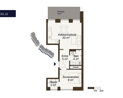 Egedal Stationsby - Hyggelig stuelejlighed med stor terrasse