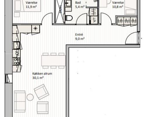 3 værelses lejlighed i Aalborg