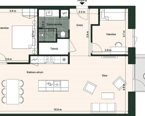 2 værelses lejlighed i Odense C