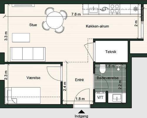 2 værelses lejlighed i Odense C