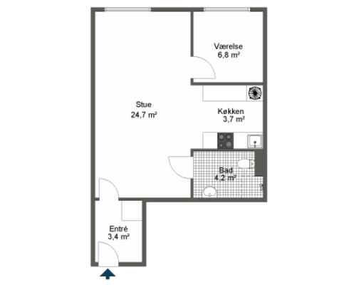 2 værelses lejlighed i Odense C