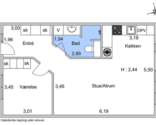 Nyrenoveret 2 værelses lejlighed på 66m² lige midt i Aalborg i lukkede trygge omgivelser