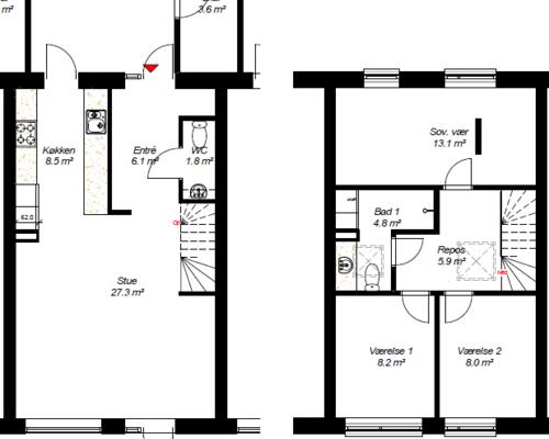 Charmerende 2-plans rækkehus i naturskønt område syd for Aarhus (Malling).