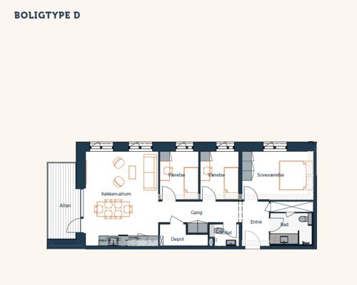 4 værelses lejlighed på Elementfabrikken i Brøndby udlejes