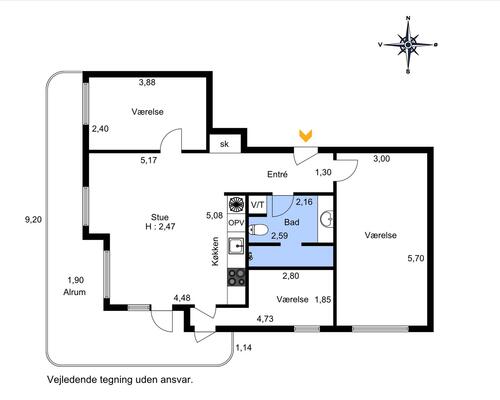 3 værelses lejlighed i København Ø