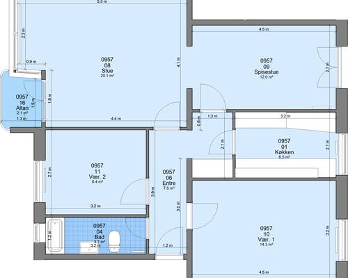 4 værelses lejlighed i Randers
