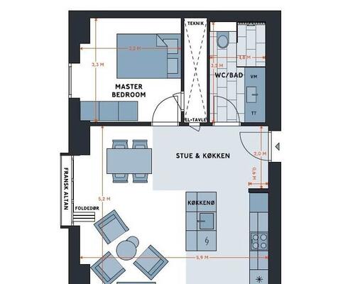 2 værelses lejlighed i København V