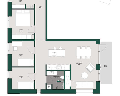 4 værelses lejlighed på 117 m²