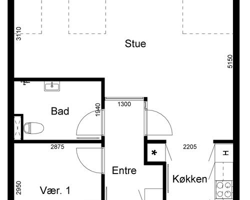 2 værelses lejlighed i Kjellerup